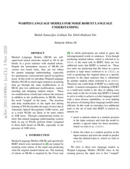 Warped Language Models for Noise Robust Language Understanding
