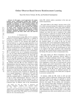 Online Observer-Based Inverse Reinforcement Learning