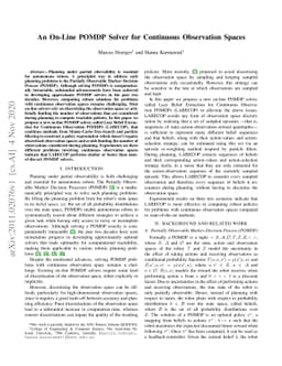 An On-Line POMDP Solver for Continuous Observation Spaces