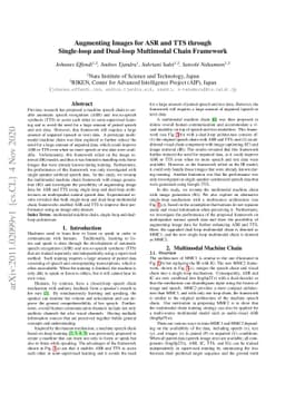 Augmenting Images for ASR and TTS through Single-loop and Dual-loop
  Multimodal Chain Framework