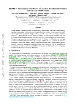 PheMT: A Phenomenon-wise Dataset for Machine Translation Robustness on
  User-Generated Contents