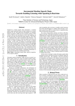 Incremental Machine Speech Chain Towards Enabling Listening while
  Speaking in Real-time