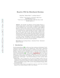 Reactive Proof Labeling Schemes for Distributed Decision