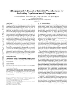 VLEngagement: A Dataset of Scientific Video Lectures for Evaluating
  Population-based Engagement