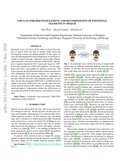 VAW-GAN for Disentanglement and Recomposition of Emotional Elements in
  Speech