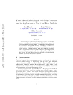 Kernel Mean Embedding of Probability Measures and its Applications to
  Functional Data Analysis