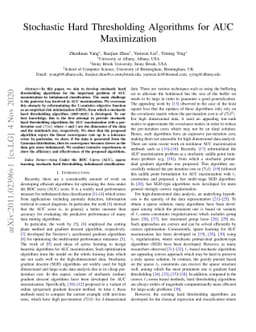 Stochastic Hard Thresholding Algorithms for AUC Maximization
