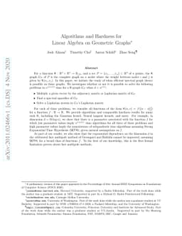 Algorithms and Hardness for Linear Algebra on Geometric Graphs