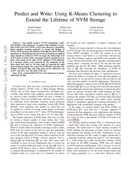 Predict and Write: Using K-Means Clustering to Extend the Lifetime of
  NVM Storage