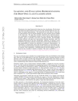 Learning and Evaluating Representations for Deep One-class
  Classification