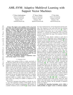 AML-SVM: Adaptive Multilevel Learning with Support Vector Machines