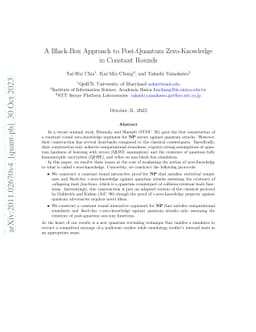 A Black-Box Approach to Post-Quantum Zero-Knowledge in Constant Rounds