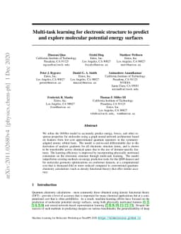 Multi-task learning for electronic structure to predict and explore
  molecular potential energy surfaces