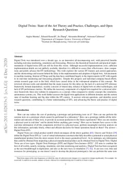 Digital Twins: State of the Art Theory and Practice, Challenges, and
  Open Research Questions
