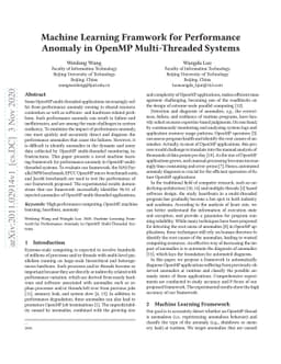Machine Learning Framwork for Performance Anomaly in OpenMP
  Multi-Threaded Systems