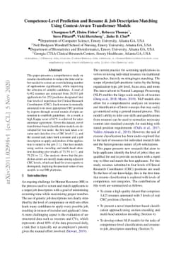 Competence-Level Prediction and Resume & Job Description Matching Using
  Context-Aware Transformer Models