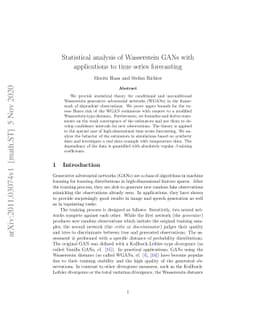 Statistical analysis of Wasserstein GANs with applications to time
  series forecasting