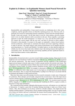 Explain by Evidence: An Explainable Memory-based Neural Network for
  Question Answering