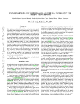 Exploring End-to-End Multi-channel ASR with Bias Information for Meeting
  Transcription