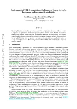 Semi-supervised URL Segmentation with Recurrent Neural Networks
  Pre-trained on Knowledge Graph Entities