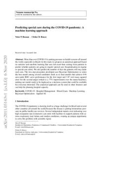 Predicting special care during the COVID-19 pandemic: A machine learning
  approach