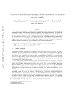 Wasserstein-based fairness interpretability framework for machine
  learning models
