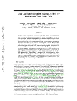 User-Dependent Neural Sequence Models for Continuous-Time Event Data