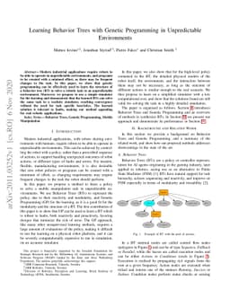 Learning Behavior Trees with Genetic Programming in Unpredictable
  Environments