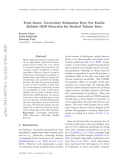 Trust Issues: Uncertainty Estimation Does Not Enable Reliable OOD
  Detection On Medical Tabular Data