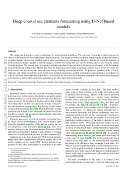 Deep coastal sea elements forecasting using U-Net based models