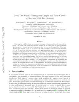 Local Two-Sample Testing over Graphs and Point-Clouds by Random-Walk
  Distributions