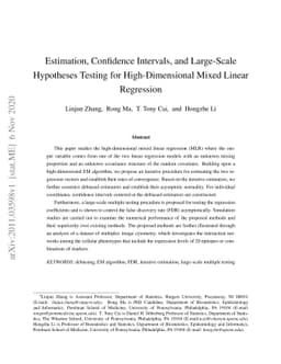 Estimation, Confidence Intervals, and Large-Scale Hypotheses Testing for
  High-Dimensional Mixed Linear Regression