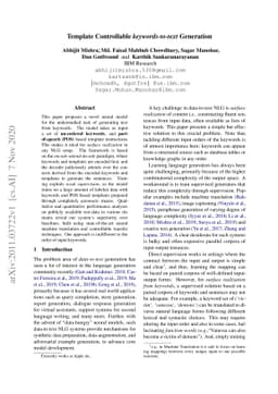 Template Controllable keywords-to-text Generation