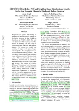 NLP-CIC @ DIACR-Ita: POS and Neighbor Based Distributional Models for
  Lexical Semantic Change in Diachronic Italian Corpora