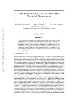 Interpretable Locally Adaptive Nearest Neighbors