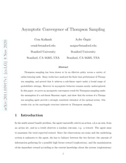 Asymptotic Convergence of Thompson Sampling