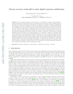 Privacy-accuracy trade-offs in noisy digital exposure notifications