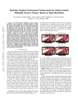 Real-time Surgical Environment Enhancement for Robot-Assisted Minimally
  Invasive Surgery Based on Super-Resolution