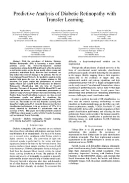 Predictive Analysis of Diabetic Retinopathy with Transfer Learning