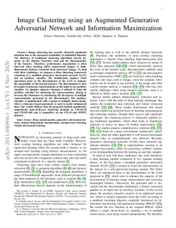 Image Clustering using an Augmented Generative Adversarial Network and
  Information Maximization
