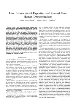 Joint Estimation of Expertise and Reward Preferences From Human
  Demonstrations