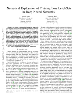 Numerical Exploration of Training Loss Level-Sets in Deep Neural
  Networks