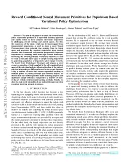 Reward Conditioned Neural Movement Primitives for Population Based
  Variational Policy Optimization