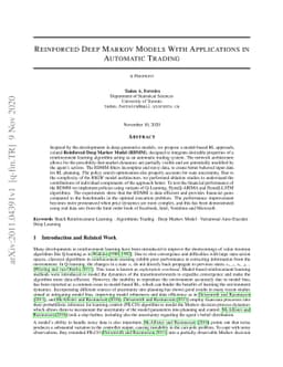 Reinforced Deep Markov Models With Applications in Automatic Trading