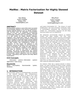MatRec: Matrix Factorization for Highly Skewed Dataset