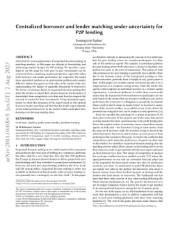 Bandits in Matching Markets: Ideas and Proposals for Peer Lending