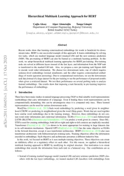Hierarchical Multitask Learning Approach for BERT