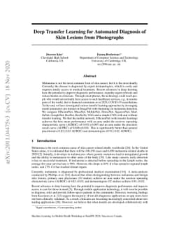Deep Transfer Learning for Automated Diagnosis of Skin Lesions from
  Photographs