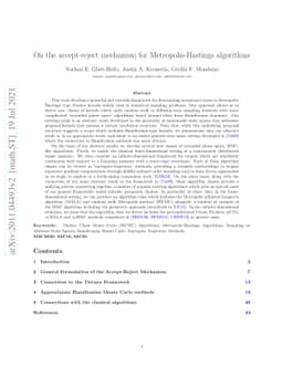 On the accept-reject mechanism for Metropolis-Hastings algorithms