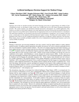 Artificial Intelligence Decision Support for Medical Triage